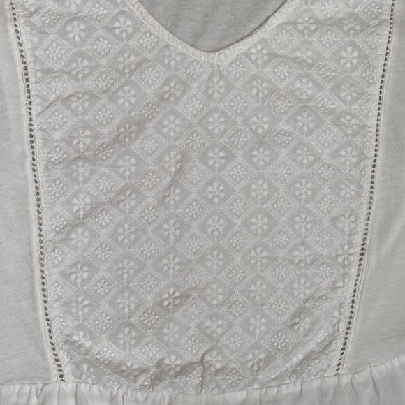 [S] Joe Fresh Peplum Eyelet Sleeveless Tank Top with Embroidery | White - Picture 4 of 7
